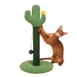 ZEZE Desert Cactus Woven Rope Cat Scratcher – 25-in Sisal Climbing Post with Plush Base, Durable Cat Furniture for Scratching, Stretching & Play