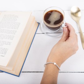 Pavilion - Always With Me - Sterling Silver Heart & Round Beaded Adjustable Stretch Elastic Bracelet Red Cardinal In Memory Memorial Bereavement Condolence Funeral Loss Of Loved One Gift Present