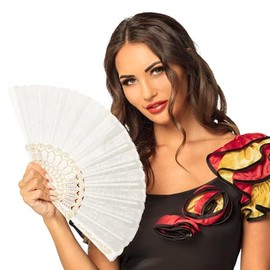 Boland - Ventaglio di tessuto Granada, lungo circa 25 cm, anni '20, Il grande Gatsby, spagnolo, barocco, costume, accessorio, festa a tema, carnevale