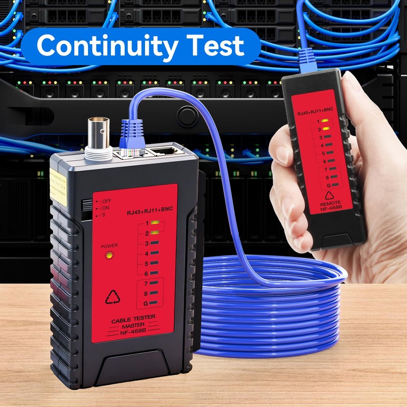 Professional Network Cable Tester, 3-in-1 RJ45 RJ11 BNC Ethernet Tester