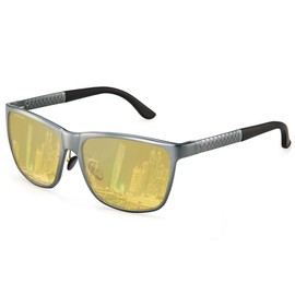 SOXICK Men's Night Driving Sunglasses, Polarized Yellow, Yellow Lens, Sunglasses for Night Driving, Night Fishing, Night Driving, Sports, UV Protection, gray