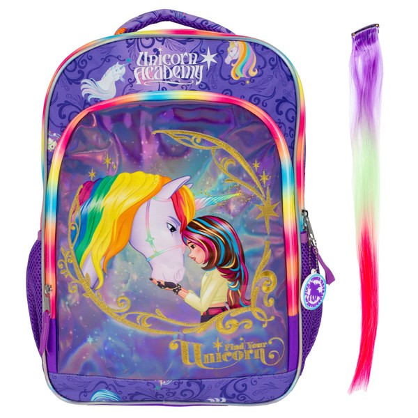 AI ACCESSORY INNOVATIONS Unicorn Academy 16” Backpack with Rainbow Hair