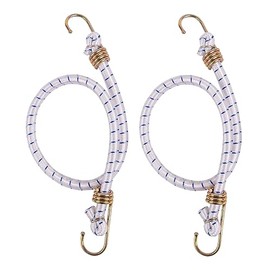 Blackspur 2X White 60cm Bungee Cords - Heavy-Duty Car Van Motorcycle Roof Rack Cargo Trailer Awning Storm Hooks Kit