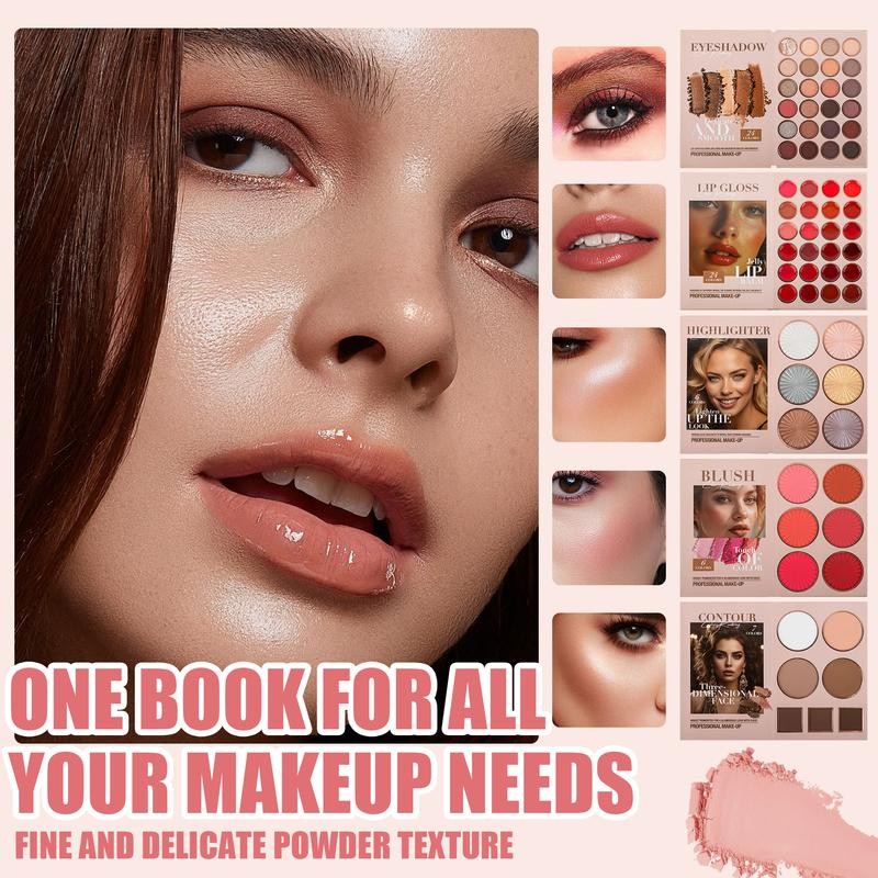 Professional Makeup Set with Eyeshadow, Lip Gloss, Highlighter, Blush and