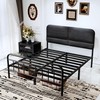 14Inch Metal Bed Frame,King Size Bed Frame with Upholstered Headboard,Heavy