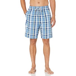 Nautica Men's Soft Woven 100% Cotton Elastic Waistband Sleep Pajama Short, Sky Blue, Large