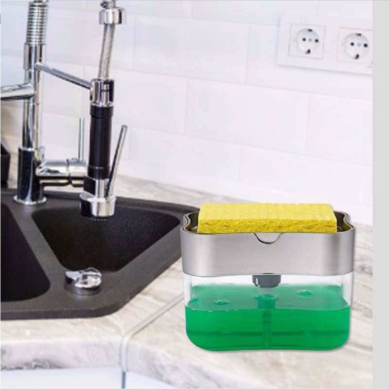 CHIC-FANTASY Dispensador de jabón para Cocina con Soporte de Esponja