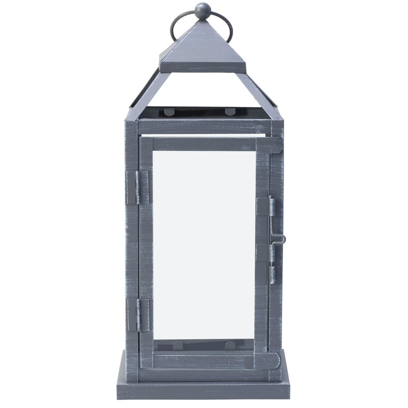 Elements Gray Metal Lanterns Set of 3-12 Inch Decorative Candle