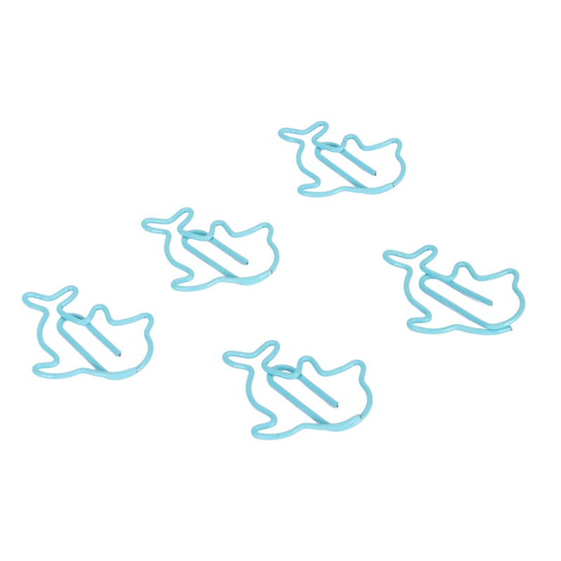 100Pcs Cute Paper Clips Blue Dolphin Style Exquisite Color Strong