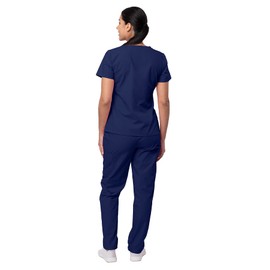 Sivvan Scrubs for Women - Mock Wrap & Cargo Pants Scrub Set - S8401 - Navy - XXS