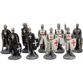 Ebros Set of 12 Medieval Knights Crusaders Figurines Suit of Armor Miniature
