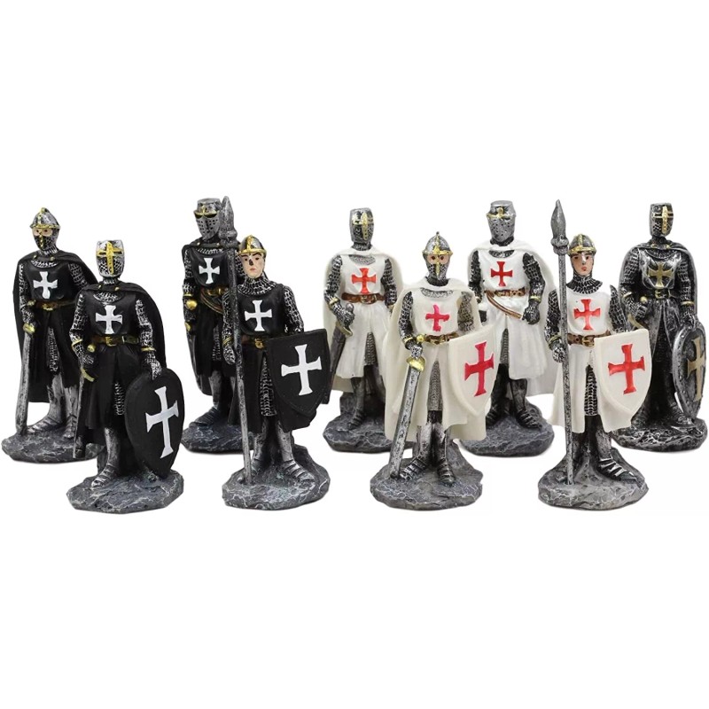 Ebros Set of 12 Medieval Knights Crusaders Figurines Suit of