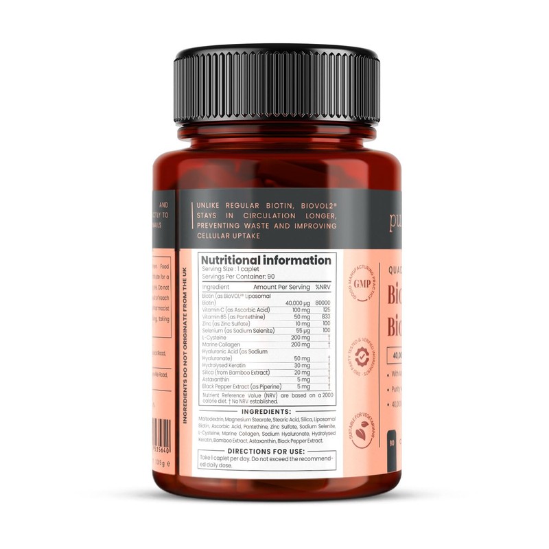 400% Strength Biotin 40,000mcg x 360 Caplets (4 Bottles of