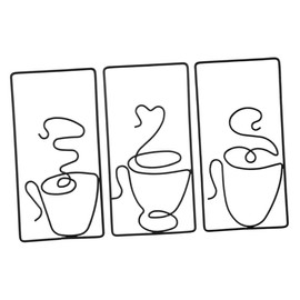 Zerodeko 3piezas Decoración De Pared De Café Metal Arte De Pared De Hierro Para Café Y Cocina Adorno Colgante De Estilo Chic Para Cafeterías Y Hogar Color Negro