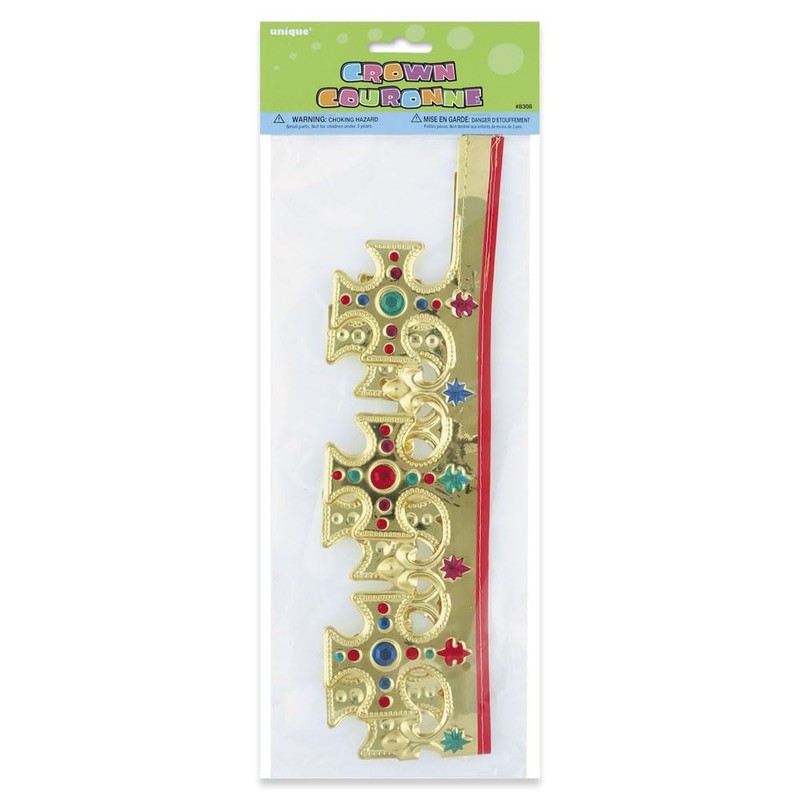 Corona King de plástico dorada única, talla única, 1 unidad