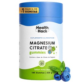 Citrato de Magnesio 180 Gomitas para Adulto Sin Azúcar Magnesium HealthHack