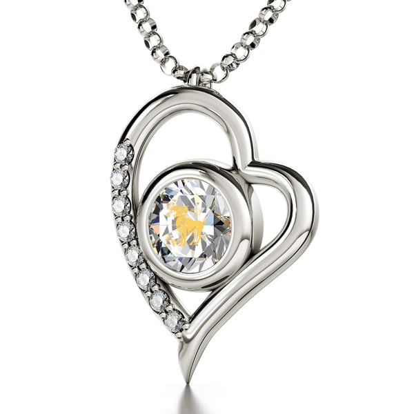 Aries Heart Necklace Simulated April Birthstone Zodiac Pendant for Birthdays