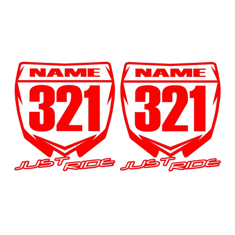 JUST RIDE Motocross Number Plate Replica Decal Stickers YZ
