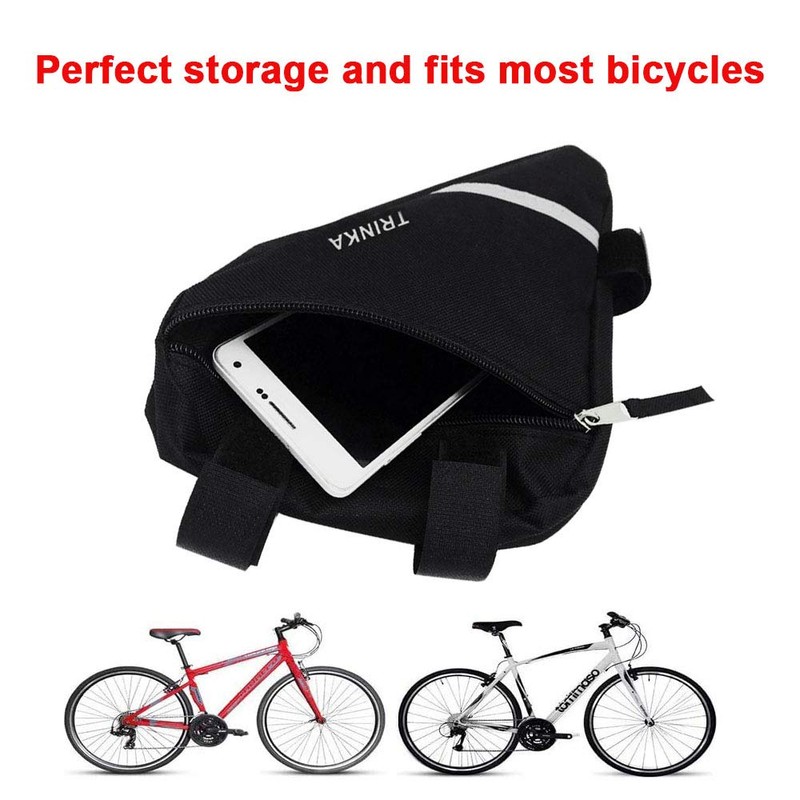 Aiqeer 1 Pcs Black Bike Triangle Bag, Bicycle Front Frame