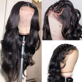 26 inch Body Wave Lace Front Wigs Human Hair Pre Plucked HD Transparent Lace Closure Wig Human Hair Natural Hairline with Baby Hair 150 Density Glueless Human Hair Wigs for Black Women Natural Color