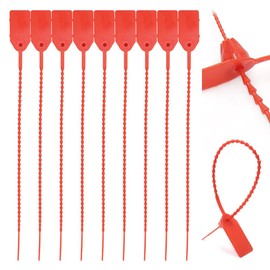 GOIYZTTR 100Pcs Plastic Cable Tie Labels Security Cable Ties Seal Red Anti-Tamper Seals Suitable for Organizing Cables, Shoes, Clothing and Luggage Tags