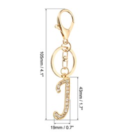 PATIKIL Initial Letter Keychain, Letter J Charm with Crystal Diamonds Cute and Creative Decorative Alphabet Pendants for Bag Backpack DIY Craft, Gold Tone