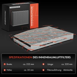 Frankberg 2x Cabin Air Filters Compatible with Tourneo Custom V362 Bus F3 2.0L 2.2L 2012-2023 Transit Custom V362 Bus F3 1.0L-2.2L 2012-2023 Replace# 1812679