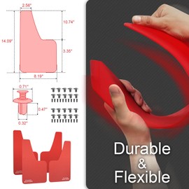 A-Premium 4 Pcs Red Universal Splash Guards Mud Flaps Mudflaps Mudguard Fender Flares for Car Sedan Coupe with Hardware Front and Rear