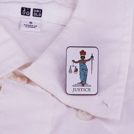 Lady Justice Tarot Card Fortune Teller Goth 1.1" Lapel Enamel Pin, 1.1 Inches, Enamel, enamel