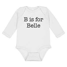 B is for Belle Long Sleeve Baby Infant One Piece Bodysuit 18 Months White