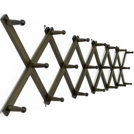 WEBI Accordion Wall Hanger,Accordion Hat Rack for Wall,Expandable Wooden Coat Rack Wall Mounted,Accordion Hook Rack for Hats,Caps,20 Peg,Dark Walnut