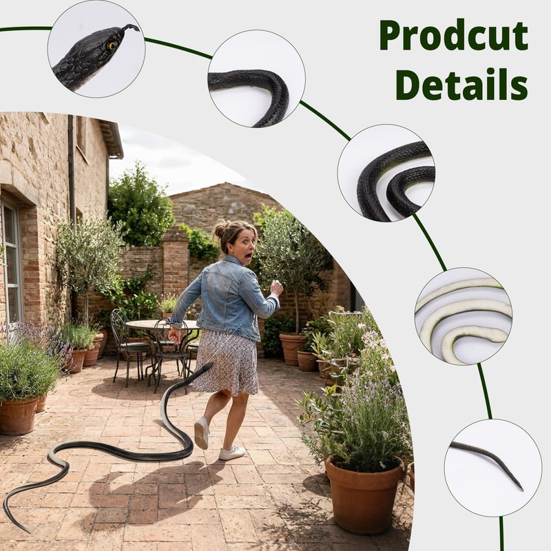 SJKHGU Fake Snake Rubber Snake Prank with String Clip