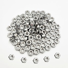Tom's world 100Pcs M4-0.7 Hex Nut Stainless Steel 304(18-8) Metric Hexagon Nut for Bolts, Bright Finish, Full Thread (M4)
