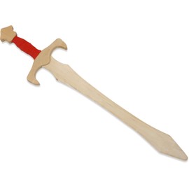 BestSaller Sigismund 1104 Wooden Sword 68 cm Birch with Red Faux Leather Wrap (Long Sword)