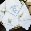 Lauusiusi Something Blue Wedding Gift for Bride Handkerchief Embroidered Lily