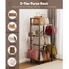 Tuohours 3-Tier Purse Organizer Rack, Iron & Wood Floor-Standing Bag