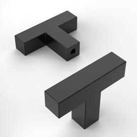 Amerdeco Furniture Knobs Stainless Steel Cupboard Knobs Black Drawer Knobs Rod Knobs for Cupboard Door Knobs Chest of Drawers Knobs Cabinet Knobs, Pack of 5