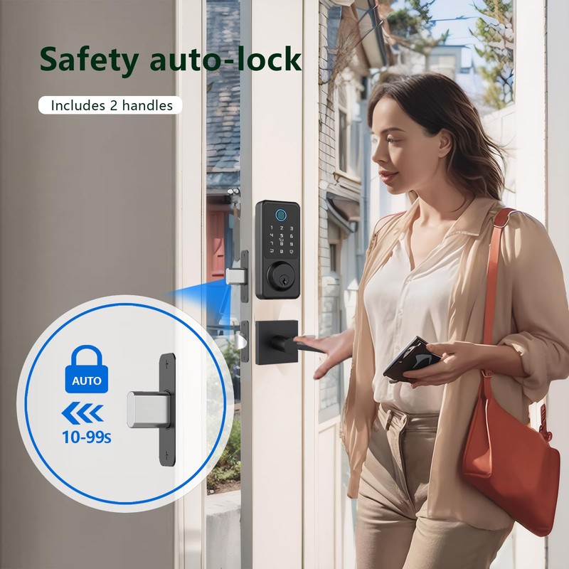Secusly Smart Door Lock Set, Fingerprint Door Lock with Lever