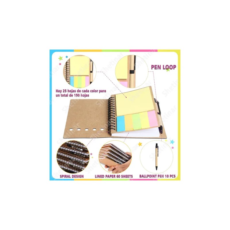 10pcs Libreta Mini 60 Páginas Con Notas Adheribles Esquela