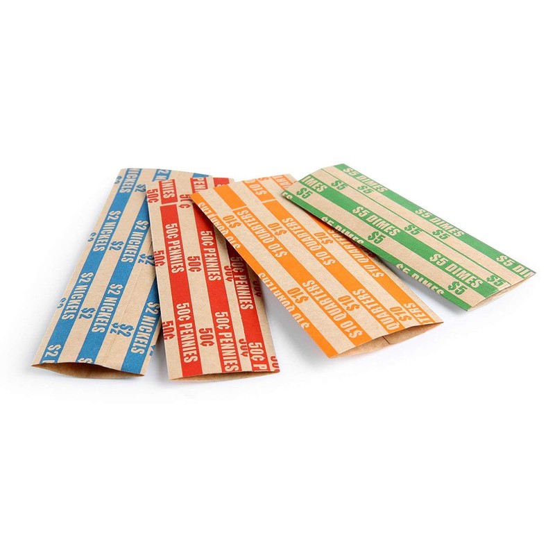 L LIKED 300 Assorted Flat Striped Coin Wrappers, 75 of