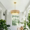 17.7 Inch Woven Rattan Linen Semi Flush Mount Ceiling Light