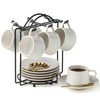 YHOSSEUN Espresso Cups with Saucers and Metal Stand, 4 Oz