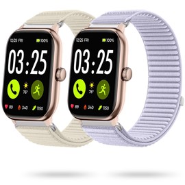 LYSANDRA 2 Pack Sport Nylon Bands Compatible with Spade Co Health Smartwatch 4 Stretchy Loop Woven Braided Soft Women Men Strap (Starlight Color+Light Purple)