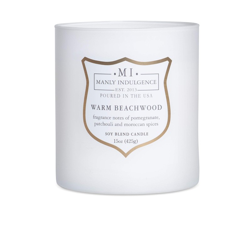 Manly Indulgence Warm Beachwood Scented Jar Candle, Medium, White