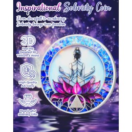 CHURYUML Lotus Meditation 5 Year Sobriety Coin - Empowering Sobriety Gifts for Women, Five Year AA Coins Recovery Medallions Sober Chip Women in Recovery Affirmation Token Alcoholics Anonymous Gifts