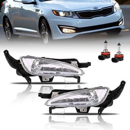 OLDANI Front Bumper Fog Lights for 2011-2013 Ki-a Optima LX EX (Not for Hybrid), Optima Clear Fog Lamp & Bezels Assembly, Chrome Housing #922012T010, 2 PCS