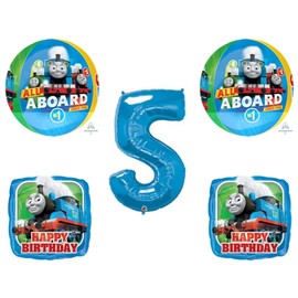 Train 5th Fifth Happy Birthday Party Balloons Decorations Supplies Tank Engine