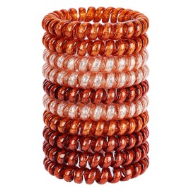 JessLab Spiral Hair Ties, 10 Pcs Traceless Phone Cord No-Damage Ponytail Holders, Plastic Coil Hair Bands for Women and Girls, Color Assorted, Set 46