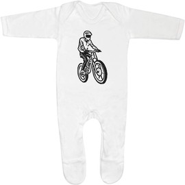 Azeeda 6-12 Month 'Electric Bike' Baby Romper Jumpsuit/Sleep Suit (SS00082997) White