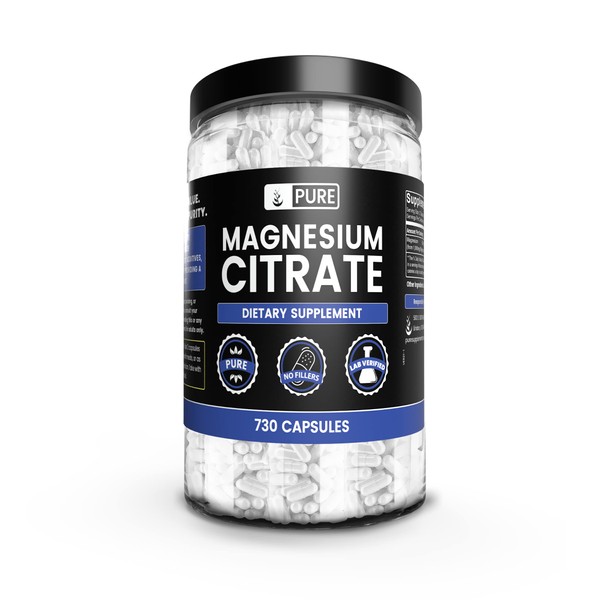 Pure Original Ingredients Magnesium Citrate (730 Capsules) No Magnesium Or Rice Fillers, Always Pure, Lab Verified